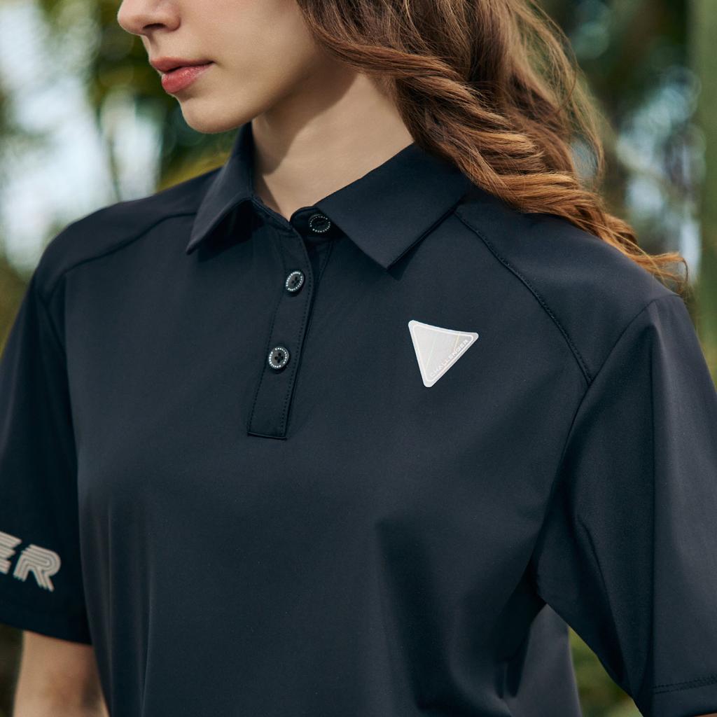CHALLENGER Women'S Silky Touch Cooling Collared Short Sleeve T-Shirt Black