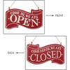 Open and Closed Sign for Business Door- Reversible Double Sided Decor Wood Sign Hangging Store Sign (Red)