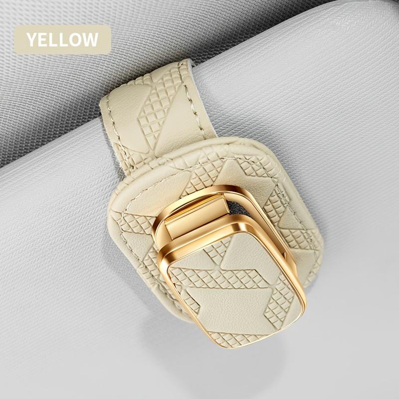 

1pc Fashion Glasses Holders for Car, PU Leather Fashion Glasses Clip for Car Visor Glasses Card Pen Holders Hanger Clip Car Interior Visor Accessories 1pc Yellow