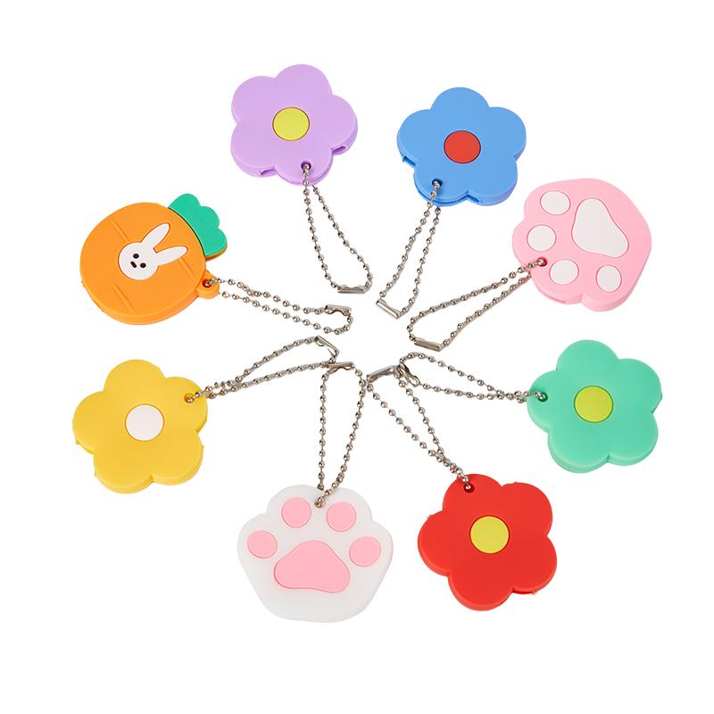 Colore Fiore Cartone Animato Coprichiave Cappuccio Silicone Accessori Chiave Carino Portachiavi Portachiavi Per Ragazza Donna Ciondolo Regalo