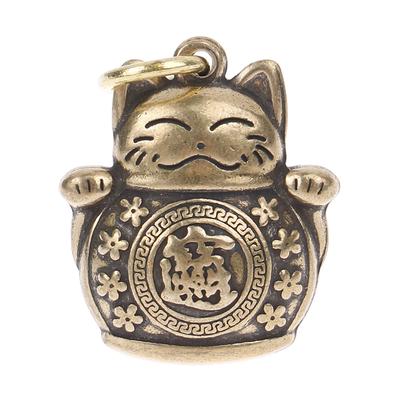 Pure Copper Lucky Cat Keychain Diy Jewelry Hanging Accessories Keyring Pendant