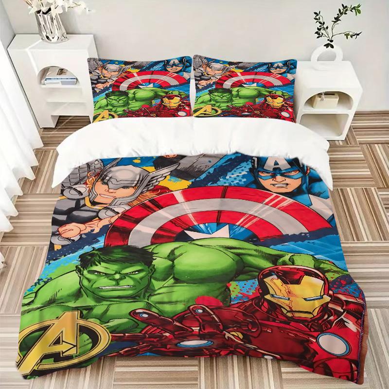 Avengers Teamup Adventure Print 3Pcs Bedding Setduvet Cover With 2 Bedropillowcase Home Birthday Gift
