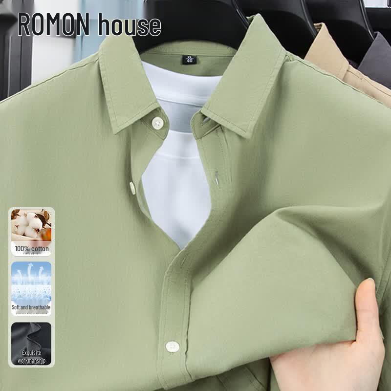 Romon Men s Pure Cotton Short Sleeve Shirt XL