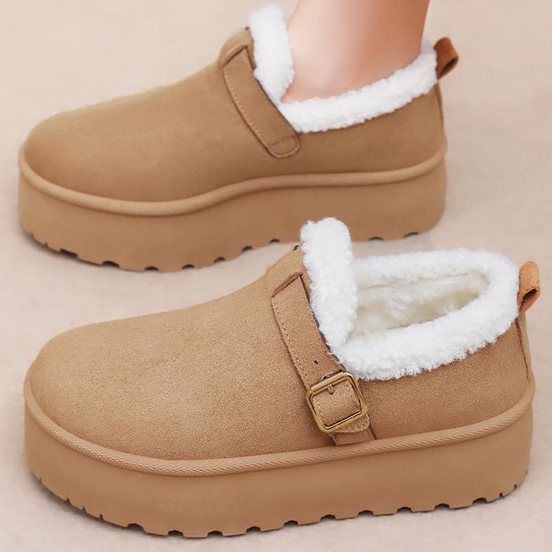 Cotton Shoes Women's Shoes New Heightening Snow Boots Cold-proof and Warm Women's Boots Piled Thickened Boots Women's Shallow Mouth Fashion Cotton B
