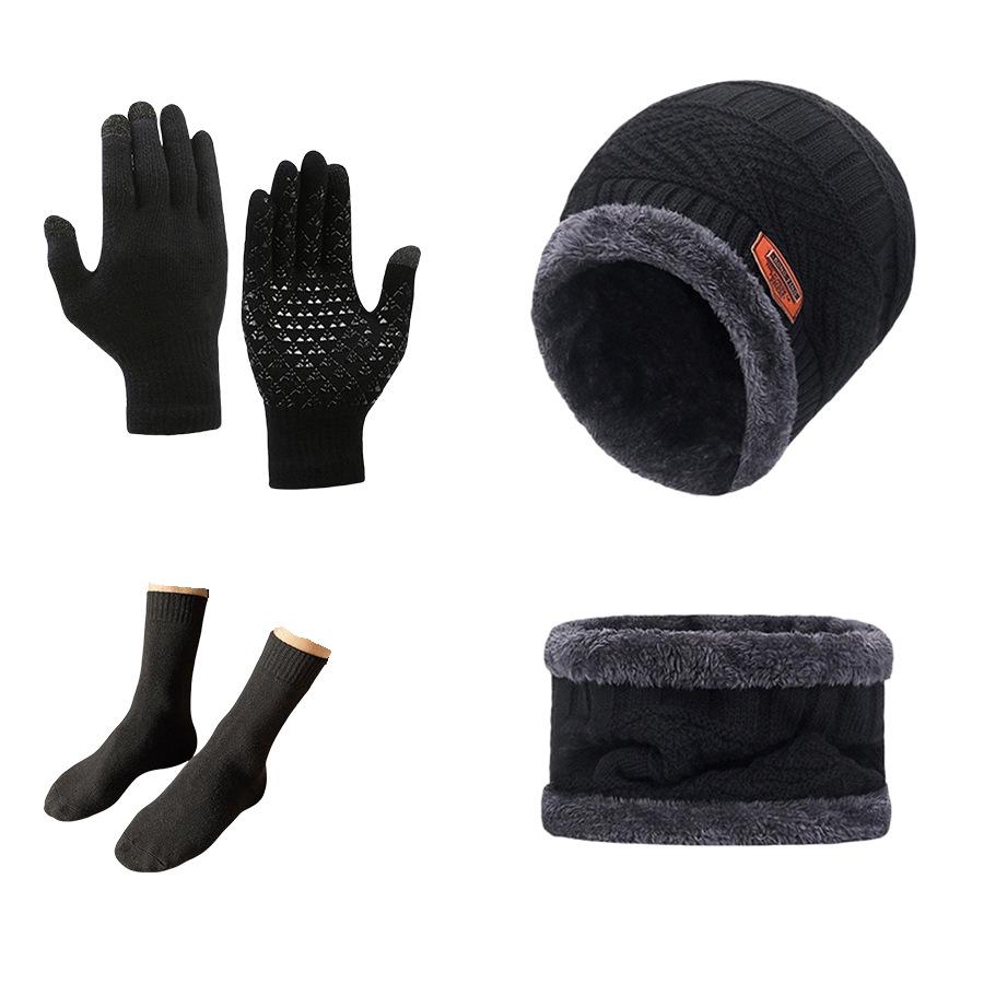Knitted Woolen Winter Hat, Scarf & Touchscreen Gloves Set