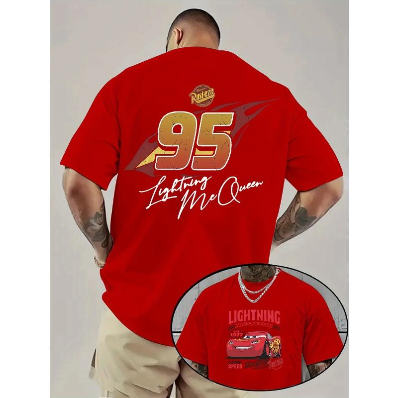 Men'S T-Shirt Featuring A Collaboration with Cars, Showcasing Lightning Mcqueen with The Number 95 Signature