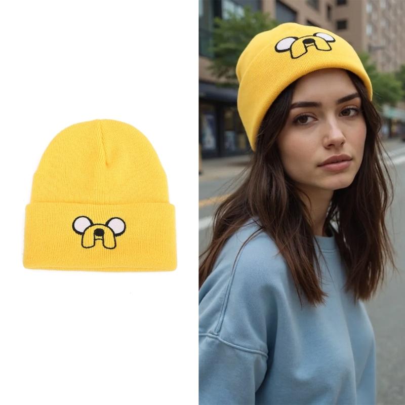 Vielseitige Warme Strickmütze Cartoon-Muster Mütze Outdoor-Sport Lässige Mütze für Sport und Freizeit
