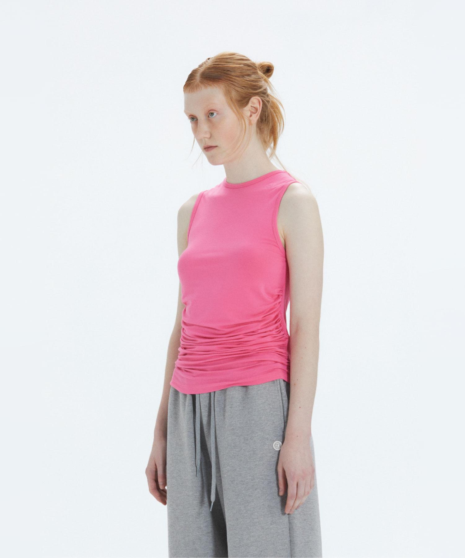 Three To Eighty Ruched Side Tank Top (Pink) Pink