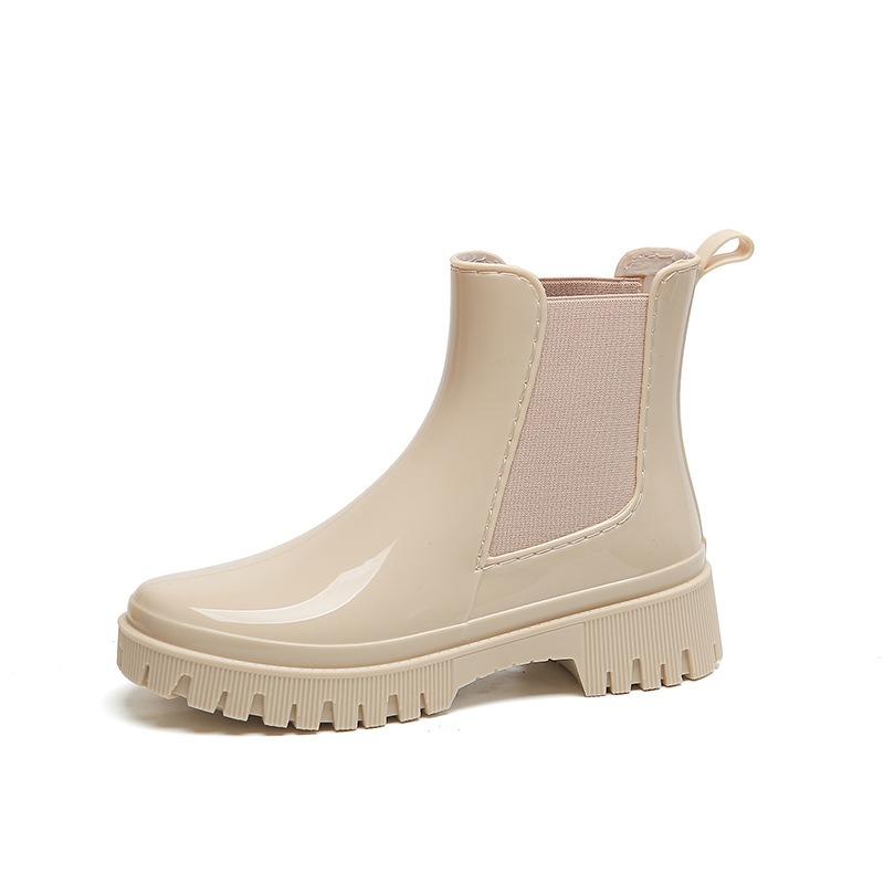 Rain Shoes Women's New Waterproof and Non-slip Water Shoes Thickened Wear-resistant Rain Boots Medium Tube Fashion Boots Rubber Shoes