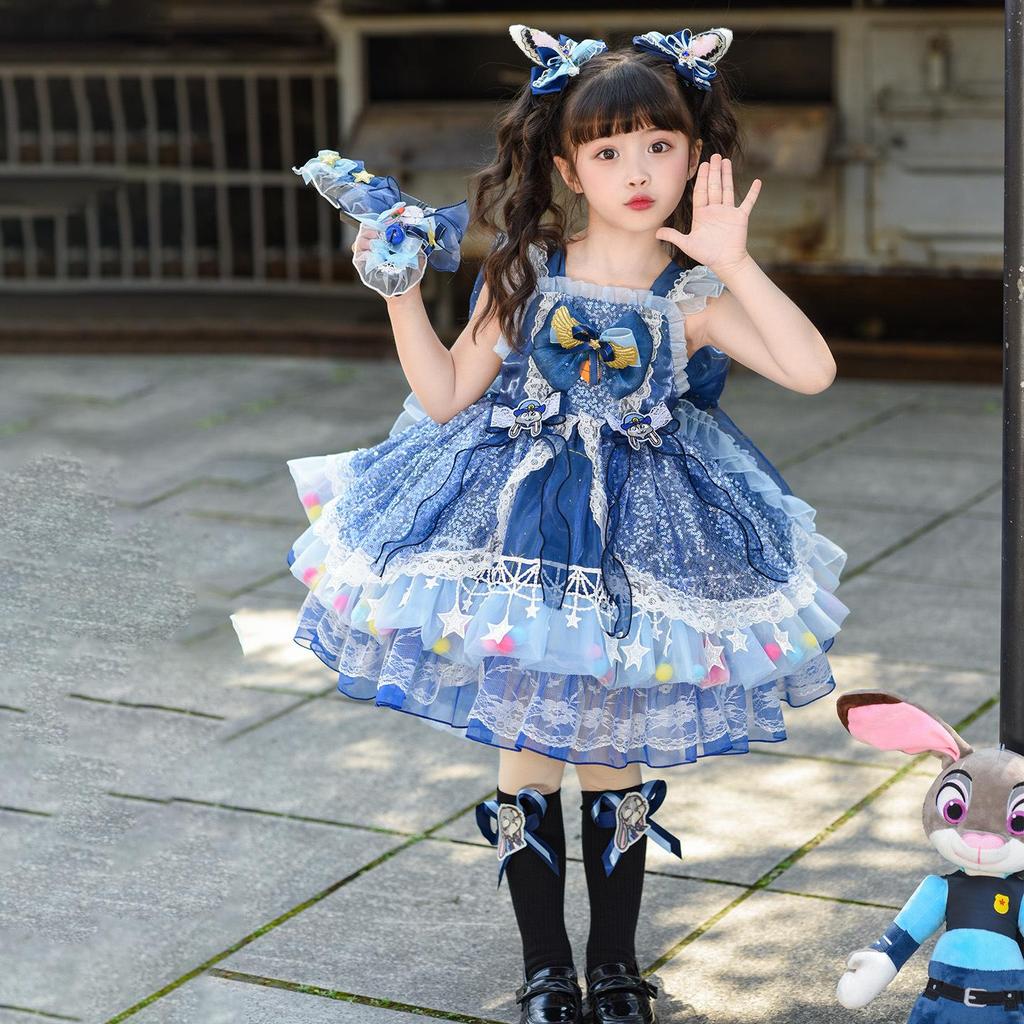 Summer 26 New Style Little Girl Princess Dress - Officer Judy Lolita Skirt Children's Performance Costume