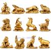 Creative Retro Brass Zodiac Signs Simulation Animal Golden Small Sculpture Crafts Decoration Chinese Modern Home Decoration