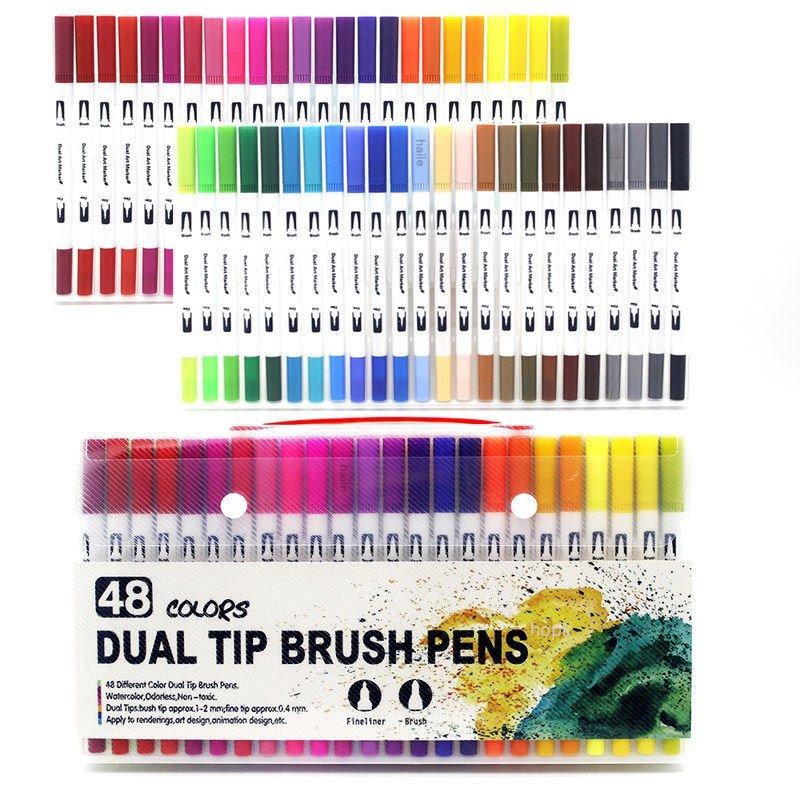 132/24 Colors Dual Tips Watercolor Brush Pen Set Art supplies, for Kids Adult Coloring Book Christmas Cards Drawing Markers