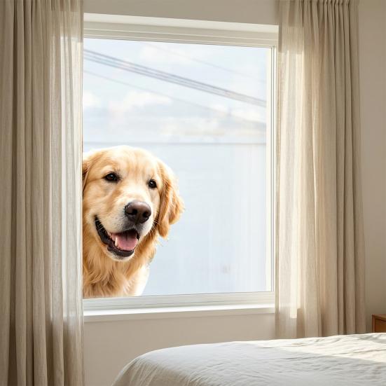 Cute Dog Peeking Window Sticker, Funny Animal Static Window Cling, Removable Double Sided Glass Decal for Room Office Home Decoration