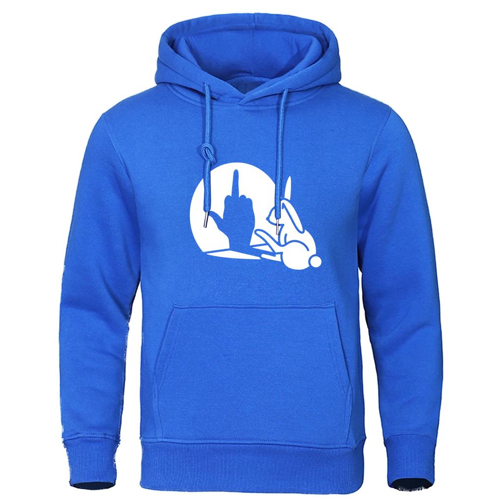 Funny Rabbit Men High Quality Solid Color Hooded Animal Bunny Lover Long Sleeve Sweatshirt 2025 Male Casual Sporty Pullover