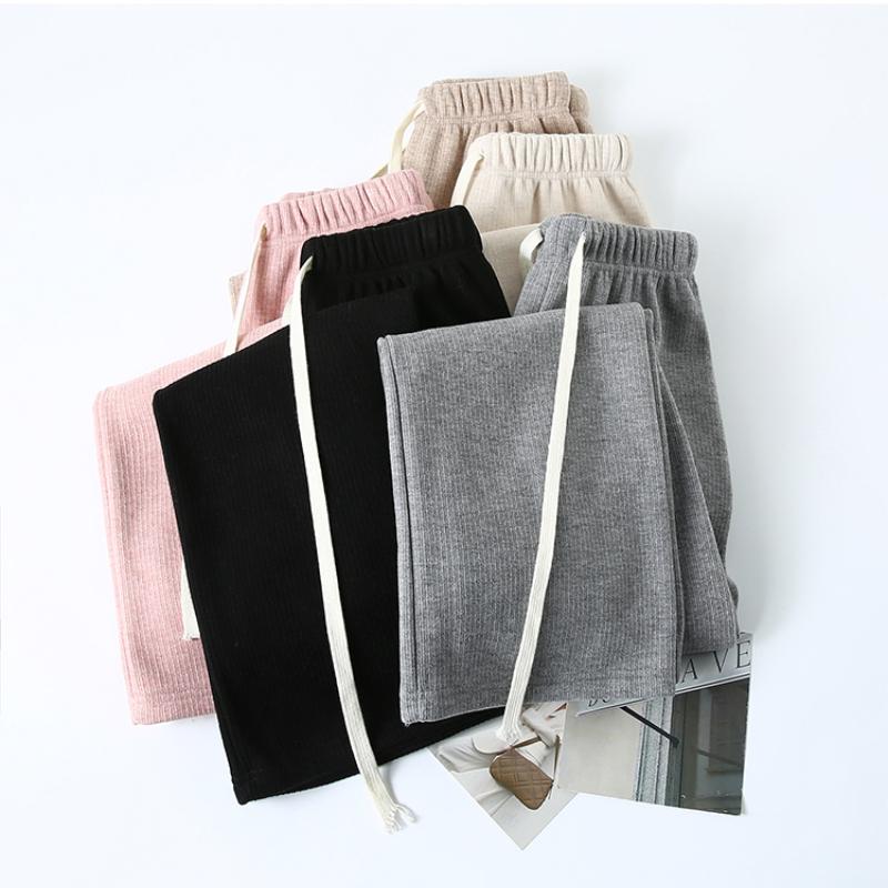 Fashion Thick Solid Casual Loose Wide Leg Pants Women Autumn and Winter High Waist Elegant Office Ladies Trousers Vintage Simple Straight Pants 25680