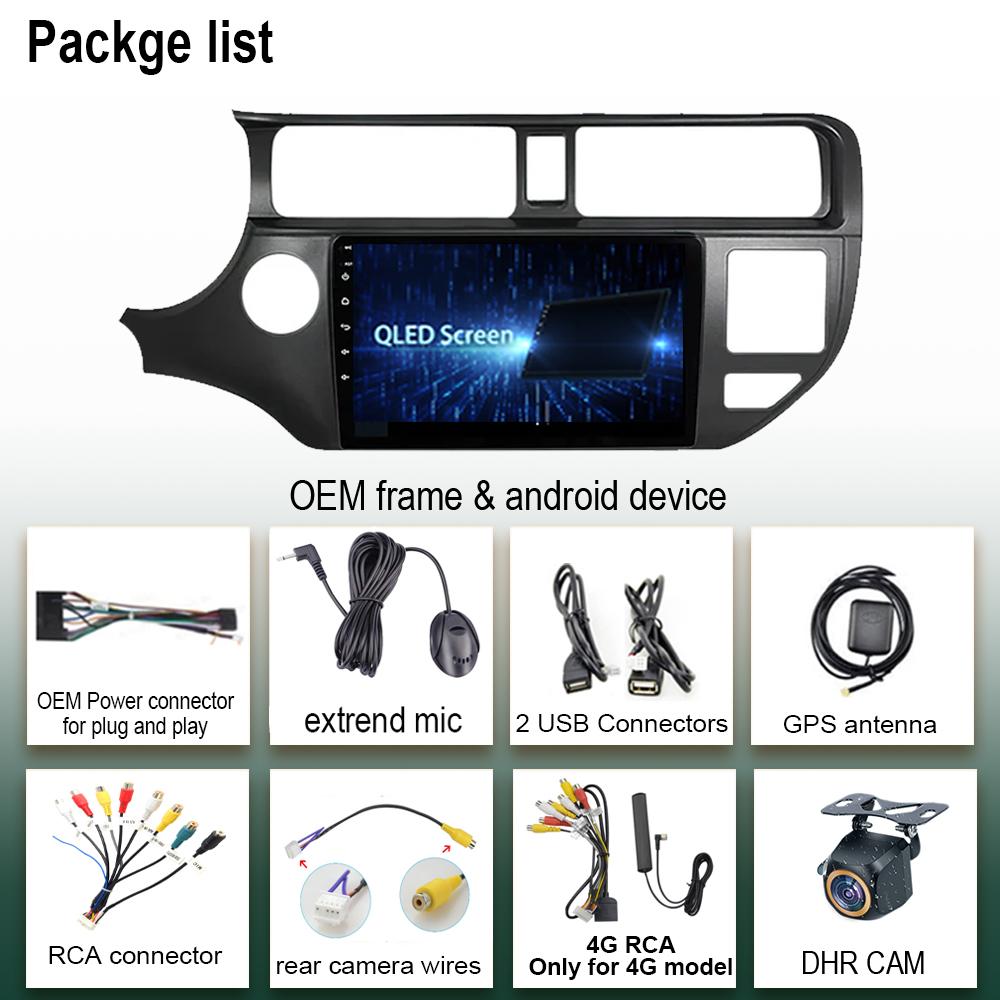 For Kia Rio 2011 2012 2013 -2015 QLED Navigation Video Car Radio Android Multimedia iPhone Wireless Carplay GPS Sony cam DSP