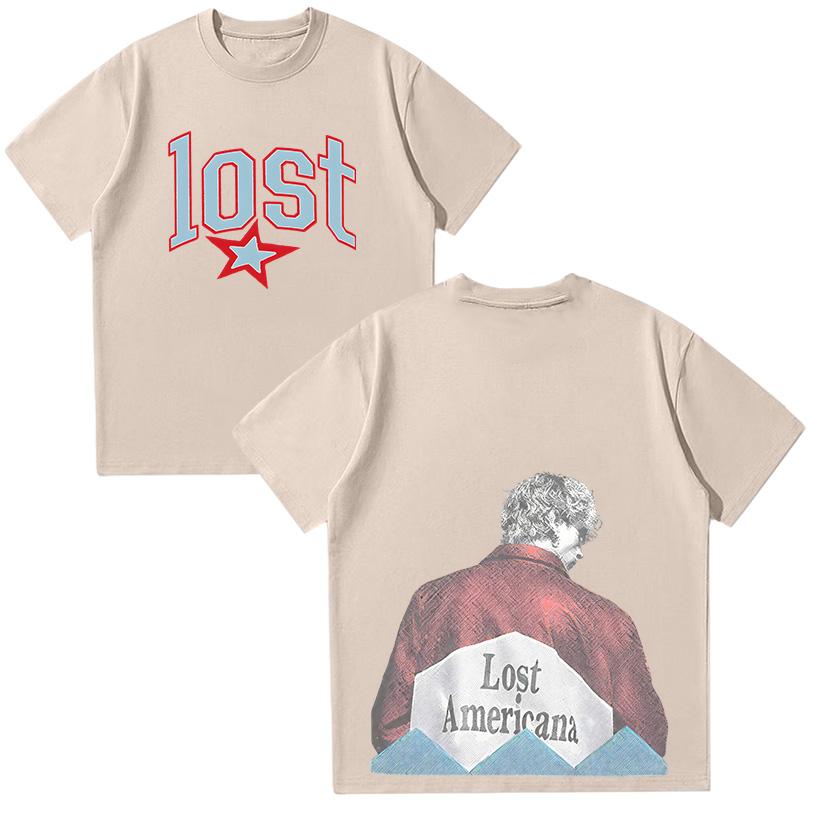 Mgk Потерянная Американа Фото Футболка Женская Мужская Хип-хоп Футболки Панк Футболки Mgk Готическая Уличная одежда Графическая печать Хлопок Повседневные Топы L