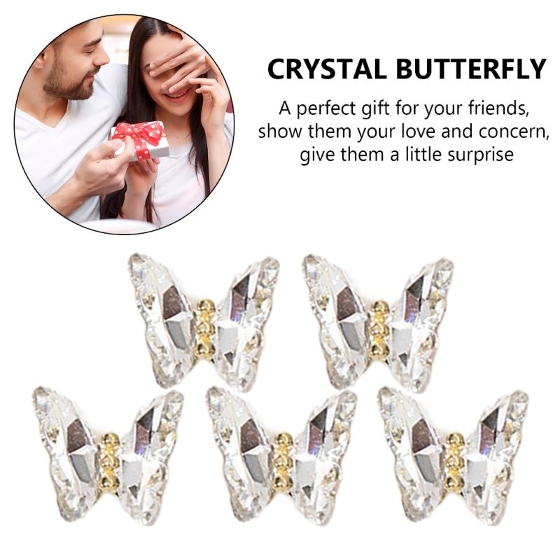 1Bag 3D Nail Charms Butterfly Shaped Nail Rhinestones for Women Elegant DIY Nails Art Decoration Accessories