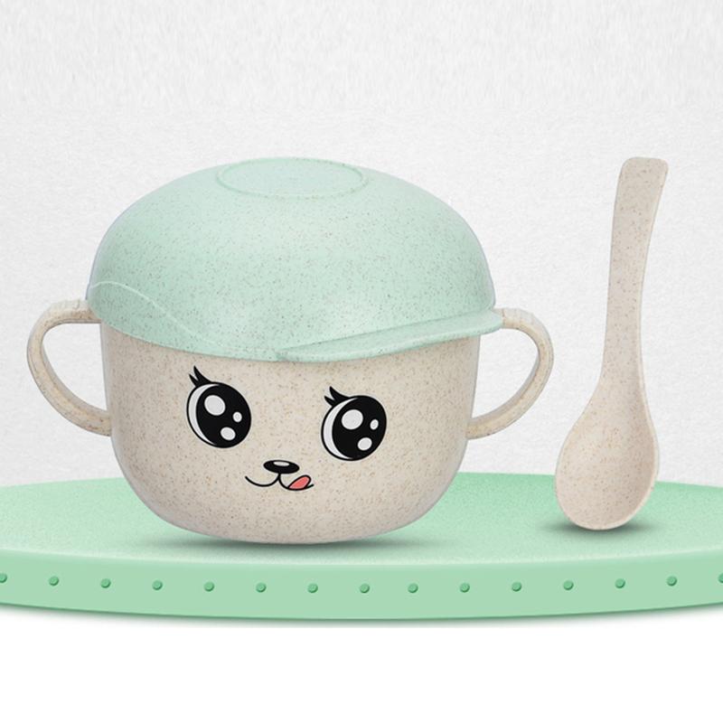 2 szt./zestaw do karmienia niemowląt, jedzenie, naczynia, pszenica, kreskówka, dzieci, dzieci, jedzenie, zestaw obiadowy, anty-gorąca płyta, miska treningowa + łyżka