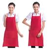 Unisex Simple Pure Color Kitchen Restaurant Bib Cooking Apron with Pocket