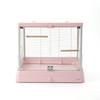 Glass Bird Cage Modern with Pull-out Tray Rectangular for Home Display