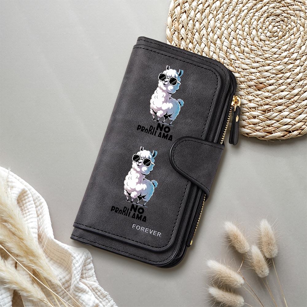 Cute Llama Print Long Wallet Fashionable Card Holder Portable Purse for Daily Use