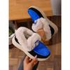 Warm Sneaker Women's Shoes 2025 Winter Plus Size Thick Sole Fleece Metal Chain Cotton Shoes