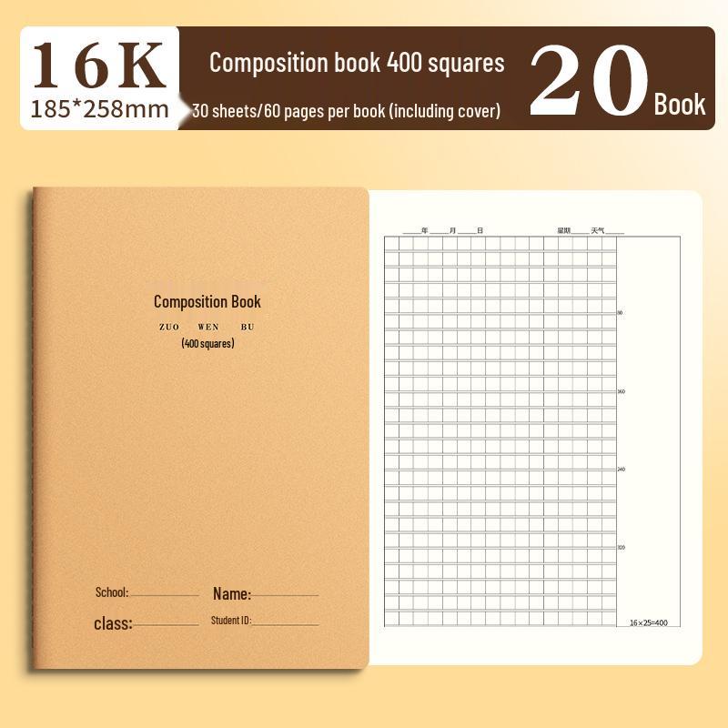 16k Language Composition Notebook - 400 Grids, Ideal for 3rd To 6th Grade Students