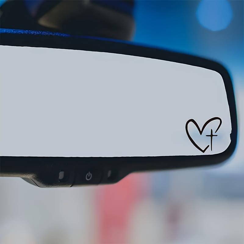 2Pcs/set Of Heart Shape Cross Mirror Stickers, Personalized Creative Decoration Waterproof Rearview Mirror Stickers For Cars
