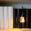 Halloween Themed Gift Iron Library Lamp, Vintage Bookshelf Light with Ghost Pumpkin Bat Reading Nook Accents Pendants, Nightlight, Spooky Desktop