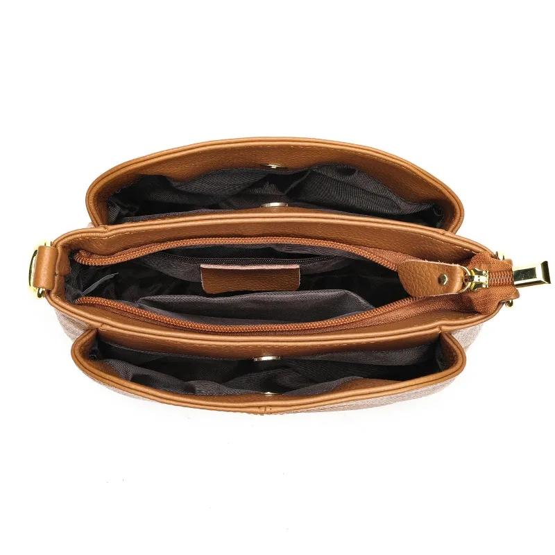 Damen Luxus Handtasche Echtes Leder Weiches Rindsleder Vielseitige Umhängetasche Damen Pendler Schulter Eimer Tasche