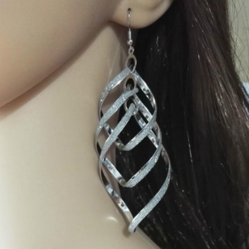 Women's Vintage Alloy Dull Polish Spiral Multi-layer Big Cross Drop Dangle Eardrop Earrings