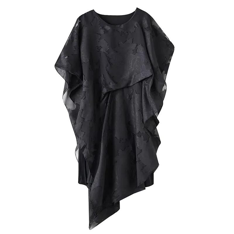 

Xitao Жаккардовое платье-пуловер с асимметричными складками ZMY1178 One Size чёрный