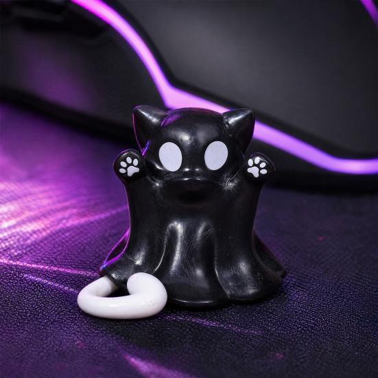 Integrated Molding Cat Ornament Ghost Figure, 3D Printed Decorative Ornament, Smooth Surface Statue Mini Desktop Decoration Halloween Gift for Lovers