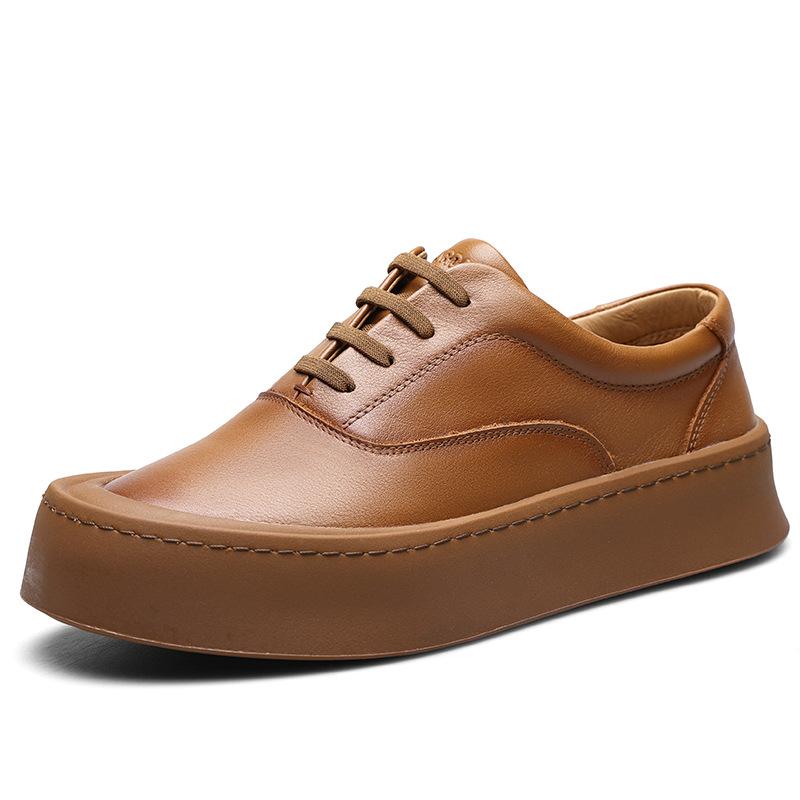 

2025 direct supply men s shoes platform white shoes fashion winter versatile board shoes leather lace-up casual shoes 44