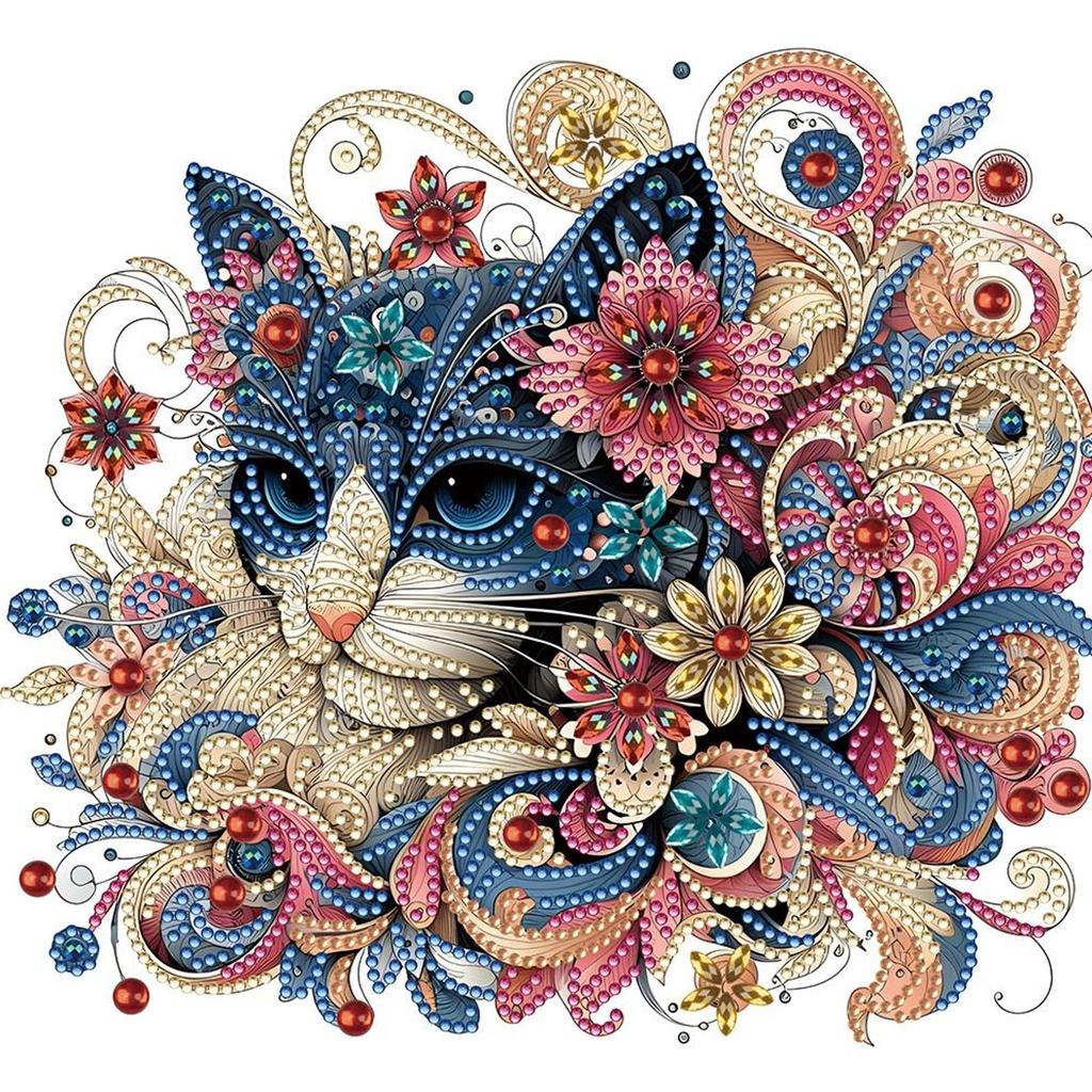 5D-Diamant-Malerei-Set zum Selbermachen, teilweiser Spezialbohrer, Katzen-Dekoration, 30 x 30 cm