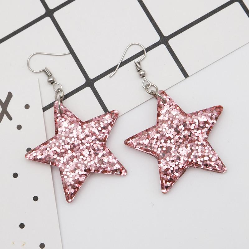 Iridescent Five-Pointed Star Dangle Earrings - Versatile, Fashionable, Long Style for Women