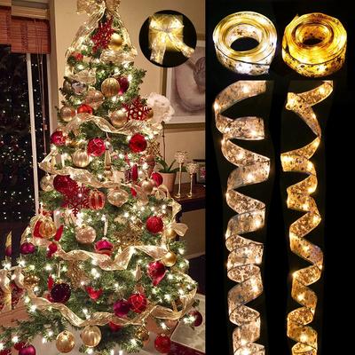 Weihnachtsband, Lichterkette, Weihnachtsdekoration, Weihnachten am Baum, Ornamente für Zuhause, 2023, Schleifen, Lichterkette, Navidad, Geburtsgeschenke, Neujahr 2024, Weihnachten