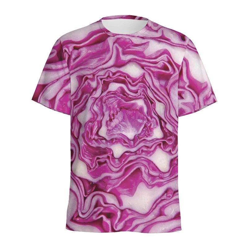 Summer Fashion Chili Vegetable Pattern Printed T-shirts Round Neck Plus Size Comfortable Casual Short Sleeved Top