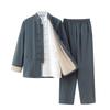 Men's Chinese Tang Suit: Cotton Linen Three-Piece Set with Stand Collar - Zen Meditation Outfit for Spring and Autumn