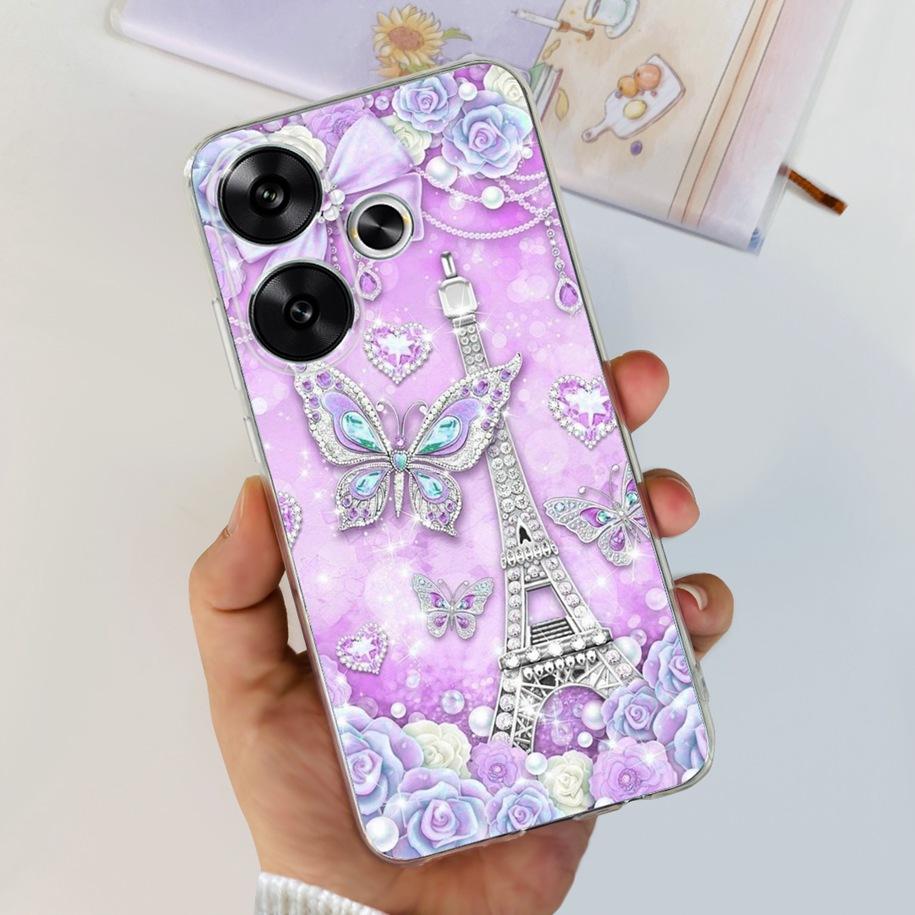 For Xiaomi Poco F6 Case Popular Butterfly Flower Soft Clear Silicone TPU Back Cover For Xiaomi Poco F6 5G F 6 PocoF6 Phone Cases
