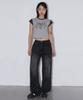 CHICKS Ribbon Kitsch Color Block Cap Sleeve Tee Melange