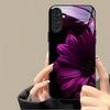 Purple Floral Pattern Glass Phone Case Suitable for Samsung Galaxy S26 S25 S24 S23 S22 S20 FE/Ultra/Plus Anti Fall Back Cover