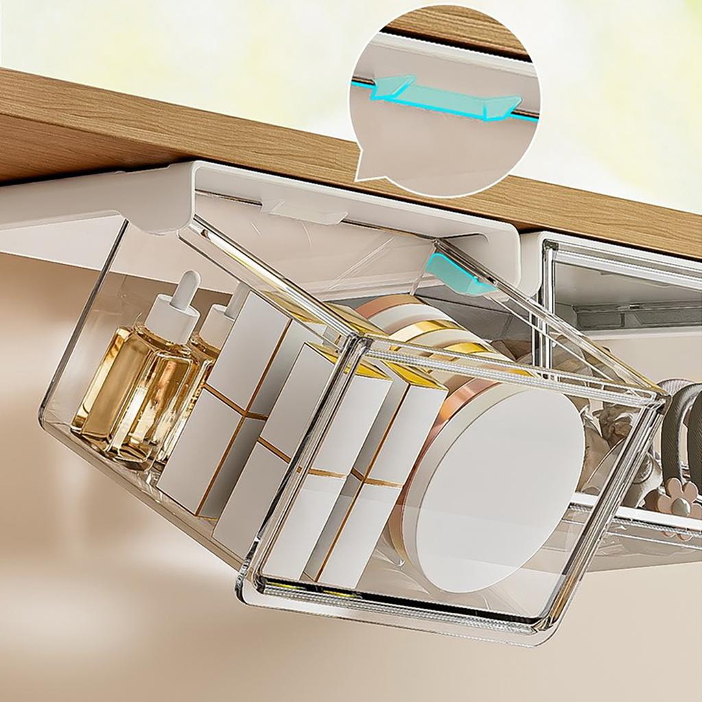 Transparente Schubladen-Aufbewahrungsbox Ausziehbarer Organizer-Koffer für unter den Spiegel Badezimmer Baumwollstäbchen Make-up-Halter