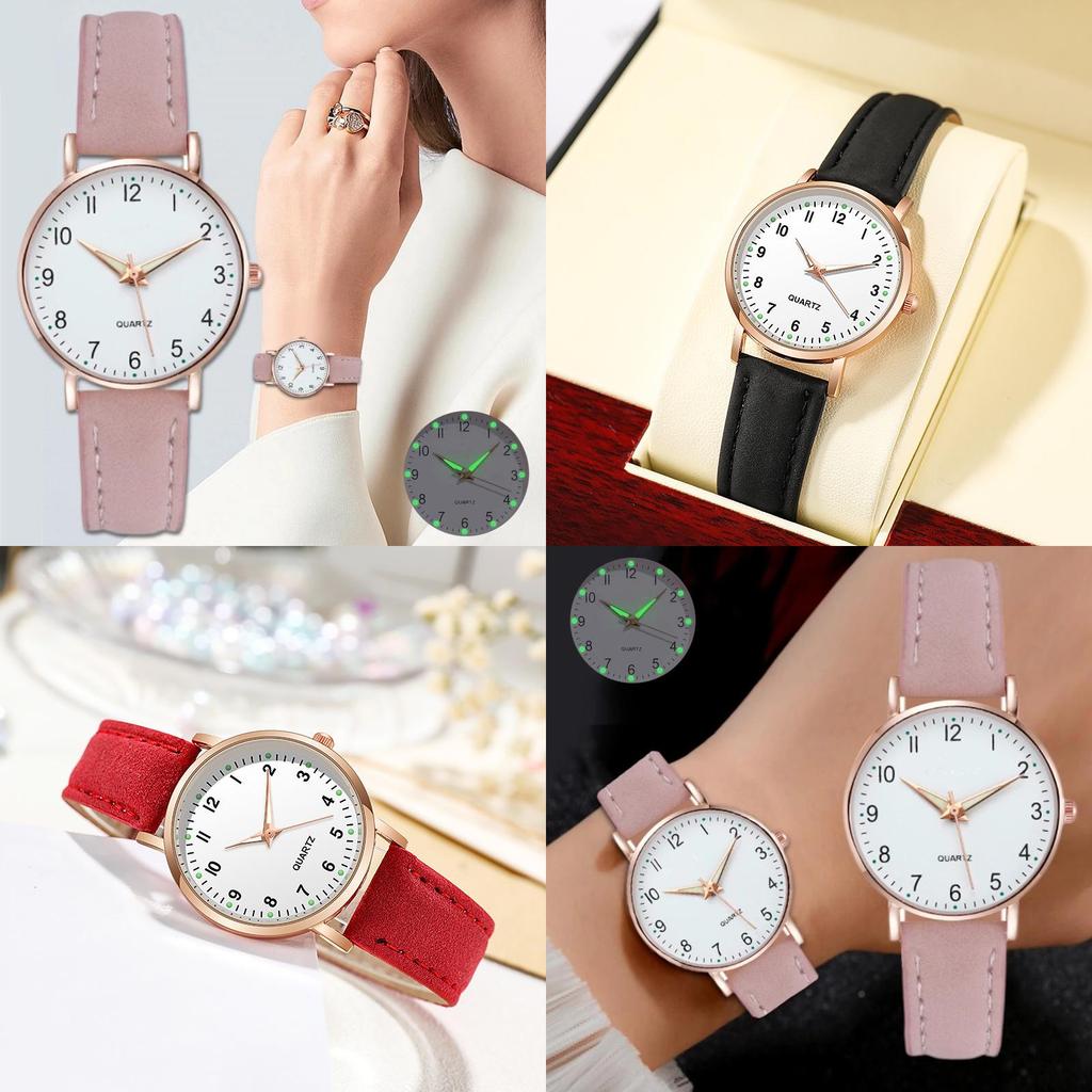 Stylish Unisex Minimalist Night Light Quartz Watch Casual Matte Leather Wristwatch Ladies' Quartz Watch