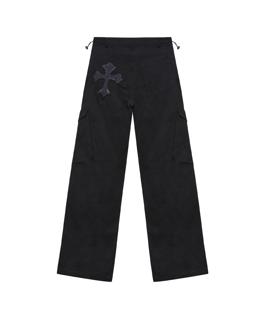 Tansanmageunesyum Cotton Wide Cross Cargo Pants (Black)