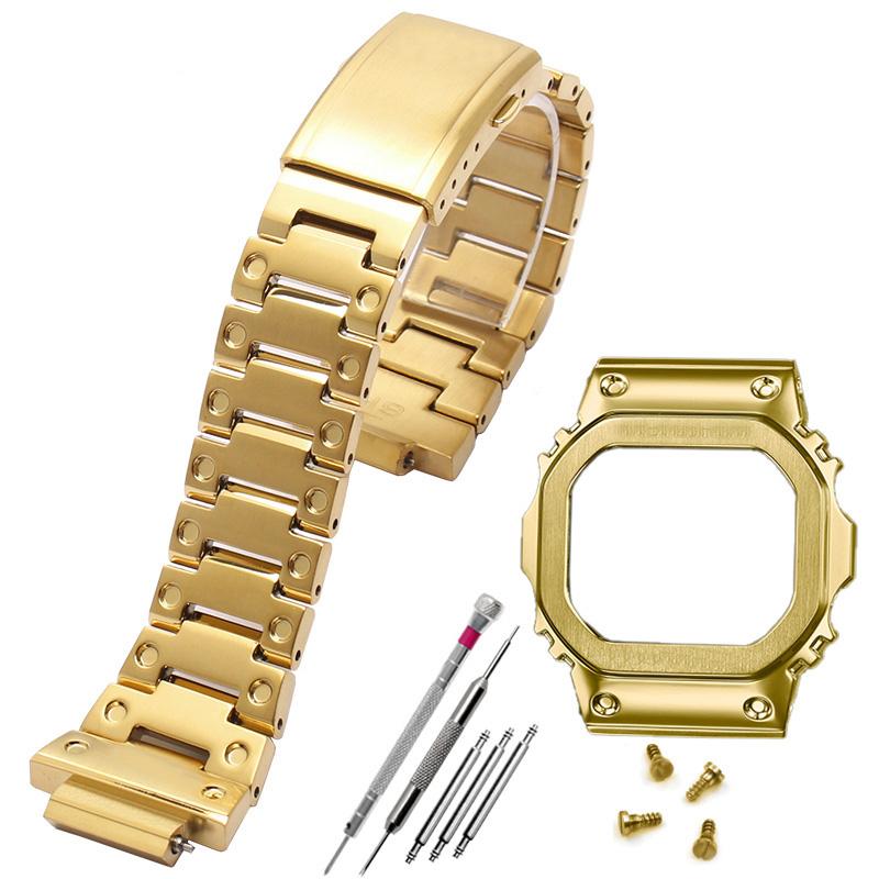 V4.0 Edelstahl-Armband für Casio G-Shock DW-5600 DW5600 GW-B5600 DW-5030 GB-5600 GWX-5600 Uhrenarmband Gehäuse Stahllünette