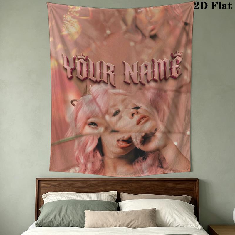 Custom Name Melanie Martinez Wall Tapestry Aesthetic Wall Hanging Printed Fabric Blanket Decorative Tapestries for Bedroom Living Room Home Decor