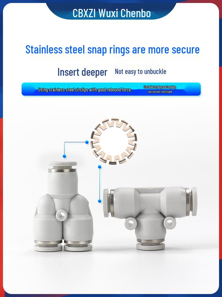 8mm Right-Angle Pneumatic Quick-Connect Tee for Hose and Air Pump