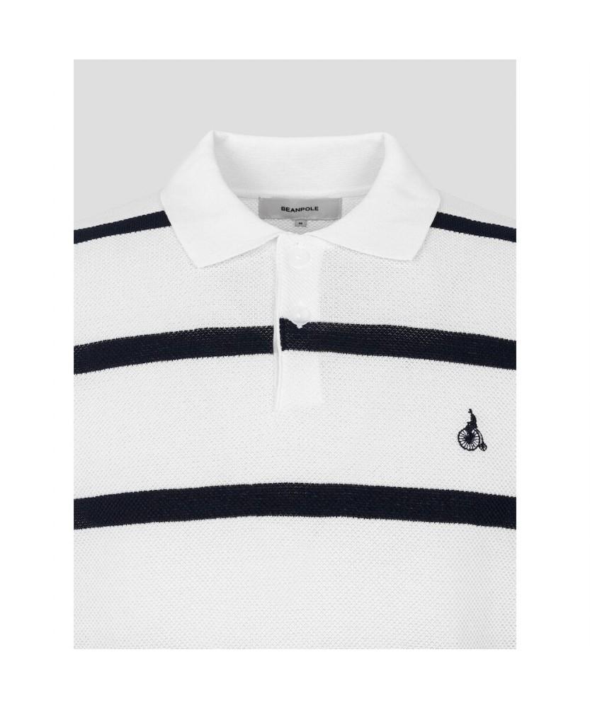 Binpolmen Bold Stripe Collared Neck Knit White